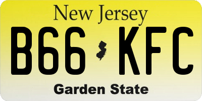 NJ license plate B66KFC