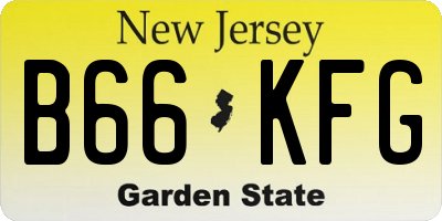 NJ license plate B66KFG