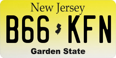 NJ license plate B66KFN