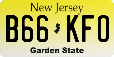 NJ license plate B66KFO