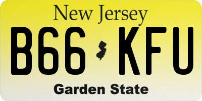 NJ license plate B66KFU