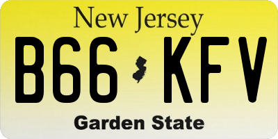 NJ license plate B66KFV