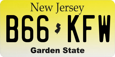 NJ license plate B66KFW