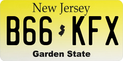 NJ license plate B66KFX