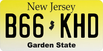 NJ license plate B66KHD