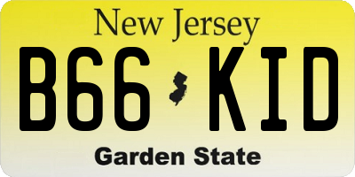 NJ license plate B66KID