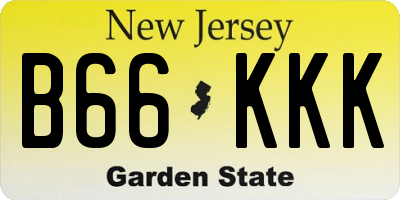 NJ license plate B66KKK