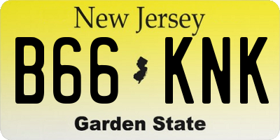 NJ license plate B66KNK