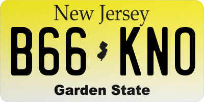 NJ license plate B66KNO