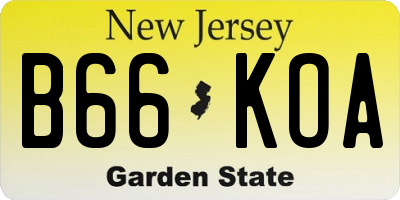NJ license plate B66KOA