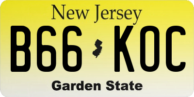 NJ license plate B66KOC