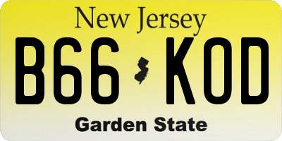 NJ license plate B66KOD