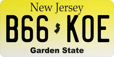 NJ license plate B66KOE