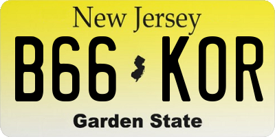 NJ license plate B66KOR
