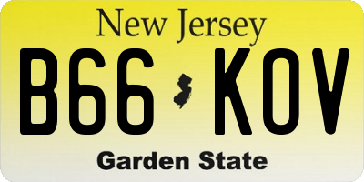 NJ license plate B66KOV