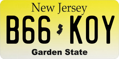 NJ license plate B66KOY