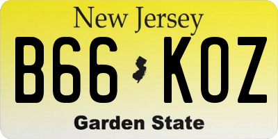 NJ license plate B66KOZ