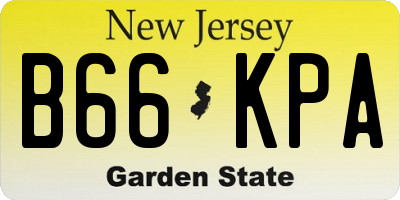 NJ license plate B66KPA