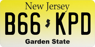 NJ license plate B66KPD