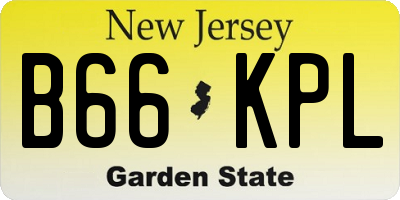 NJ license plate B66KPL