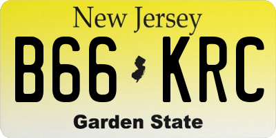 NJ license plate B66KRC
