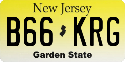 NJ license plate B66KRG