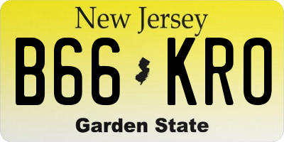 NJ license plate B66KRO