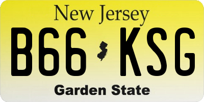 NJ license plate B66KSG