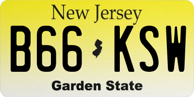 NJ license plate B66KSW
