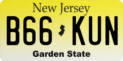 NJ license plate B66KUN