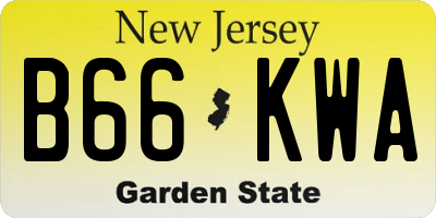 NJ license plate B66KWA