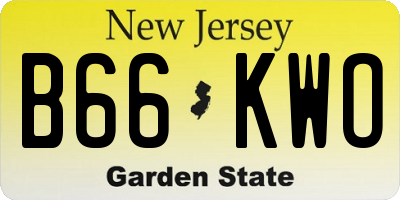 NJ license plate B66KWO