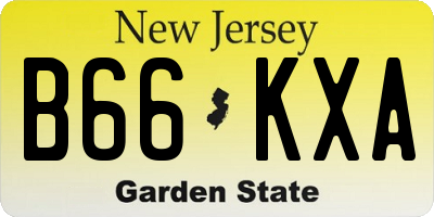 NJ license plate B66KXA