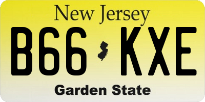 NJ license plate B66KXE