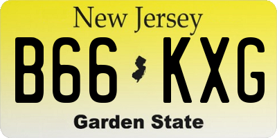 NJ license plate B66KXG
