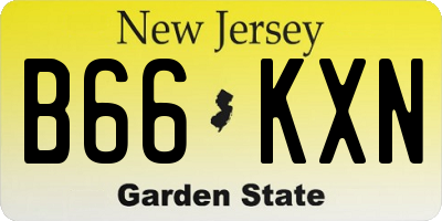 NJ license plate B66KXN