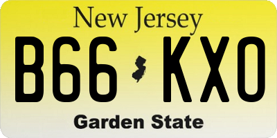 NJ license plate B66KXO