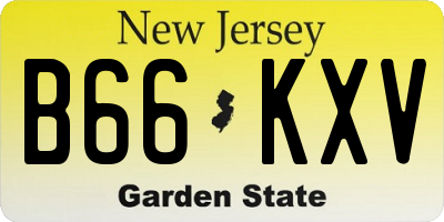 NJ license plate B66KXV