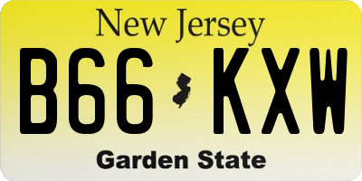 NJ license plate B66KXW