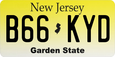 NJ license plate B66KYD