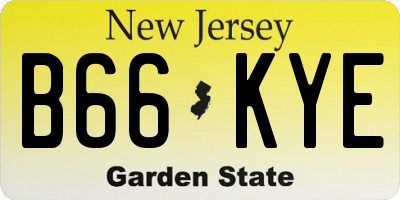 NJ license plate B66KYE