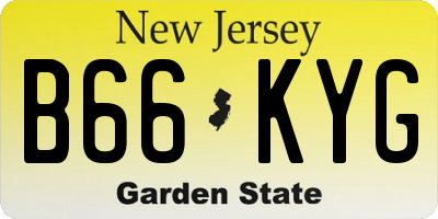 NJ license plate B66KYG