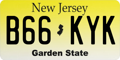 NJ license plate B66KYK