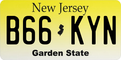 NJ license plate B66KYN
