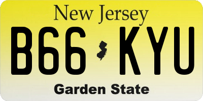 NJ license plate B66KYU