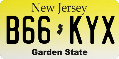 NJ license plate B66KYX
