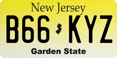 NJ license plate B66KYZ