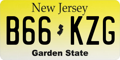 NJ license plate B66KZG