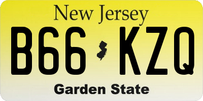 NJ license plate B66KZQ