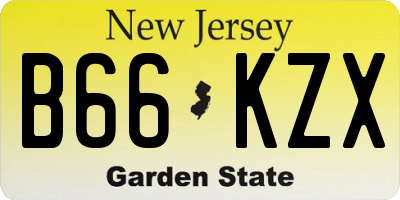 NJ license plate B66KZX